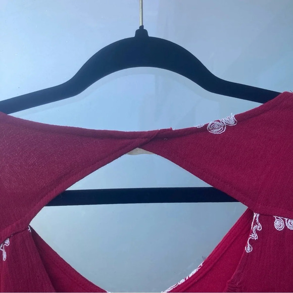 ALTER’D STATE Sz S Oversized Embroidered A-Line Puffy Sleeves V-Neck Mini Dress - Picture 9 of 11